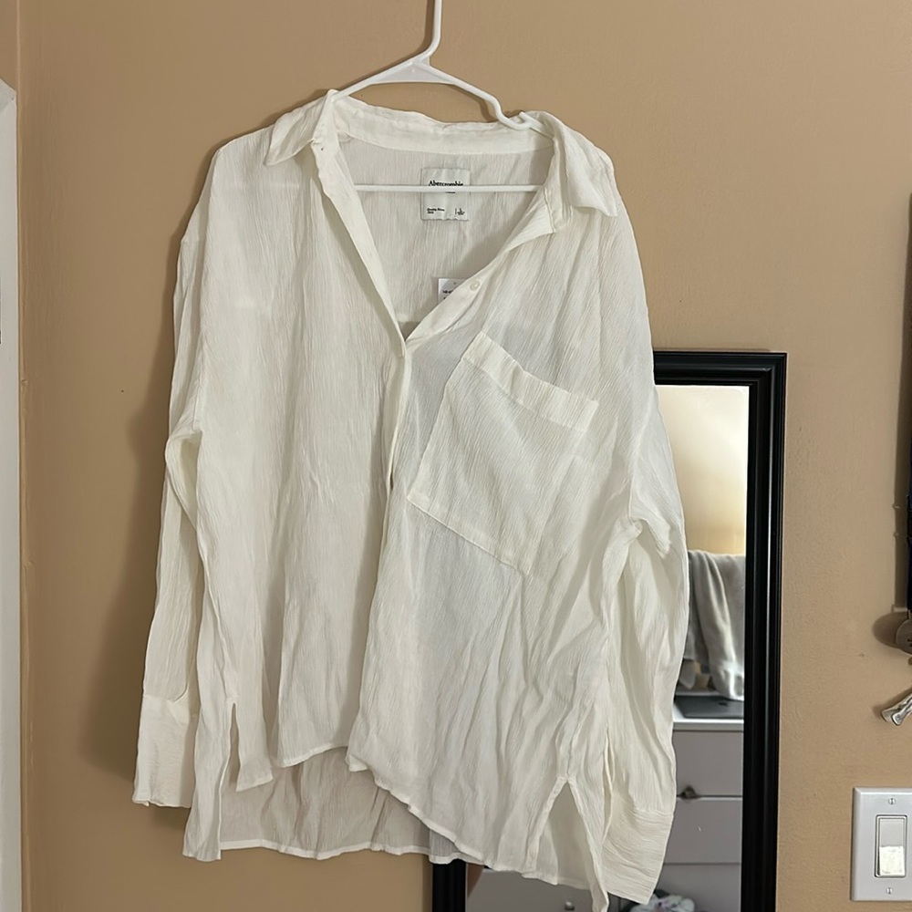 Cute white linen button up top from Abercrombie